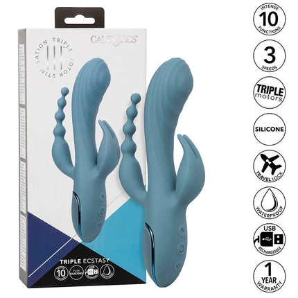 Blue silikon triple motor vibrator mit strukturierter oberfläche und ergonomischem design von calexotics