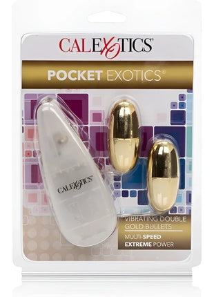 Calexotics vibrierende gold doppelkugeln im klaren plastikbeutel aus der pocket exotics linie für vielseitigen spaß