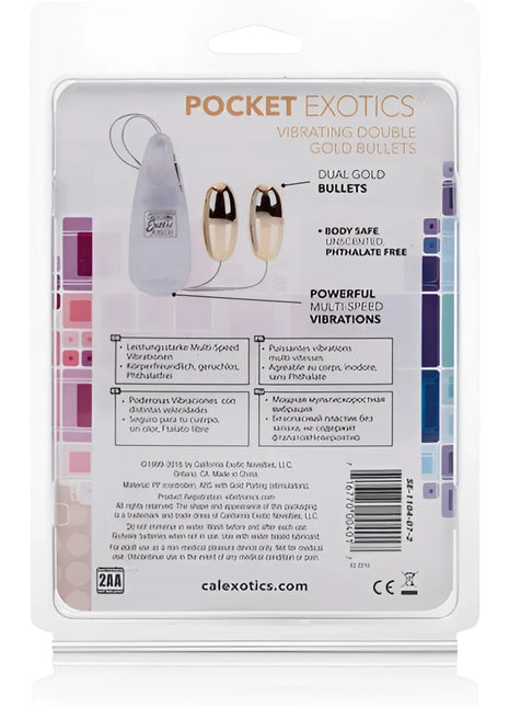 Calexotics vibrierende kugeln gold duo goldfarbene duale vibrator-kugeln in transparenter plastikverpackung