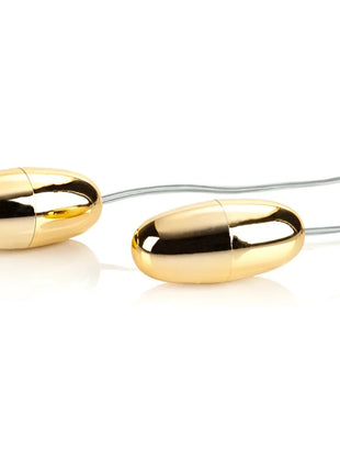 CalExotics vibrierende kugeln gold duo ovale elektronische vibratorn mit metallischem finish und dünnen verbindungskabeln