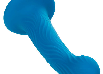 Calexotics wave rider ripple analstecker blau aus silikon mit welliger textur und abgerundeten enden