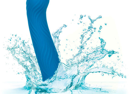 Calexotics wave rider ripple analstecker blau aus blauem silikon mit glattem, gebogenem design und dezenten wellen
