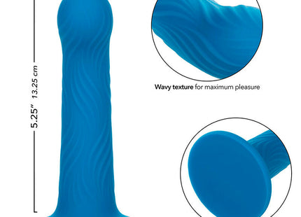 Calexotics wave rider ripple analstecker blau aus silikon mit welliger oberfläche und saugnapfbasis