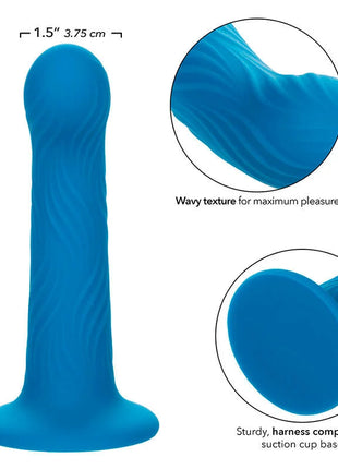 Calexotics wave rider ripple analstecker blau aus silikon mit welliger oberfläche und saugnapfbasis