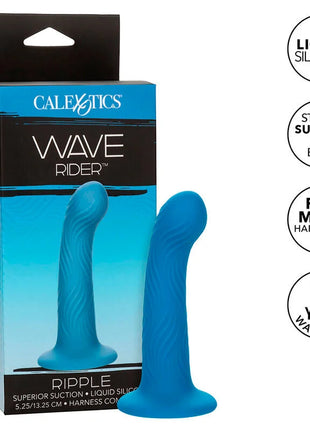 CalExotics wave rider ripple analeinsatz blau aus flüssigsilikon mit stabilem saugnapf als basis