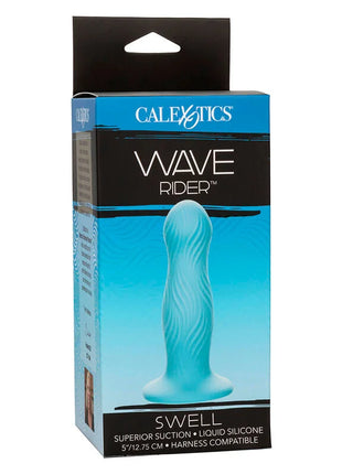 Calexotics wave rider swell anal plug blau aus leichtblauem flüssigsilikon mit welliger struktur und saugfußdesign