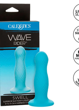Calexotics wave rider swell anal plug in lebendigem türkis aus flüssigsilikon mit stabilem saugnapffuß