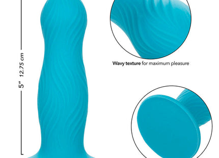 Tealfarbenes wellenförmiges silikon-analspielzeug mit saugnapf von caleexotics wave rider swell blau