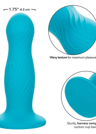 Tealfarbenes wellenförmiges silikon-analspielzeug mit saugnapf von caleexotics wave rider swell blau