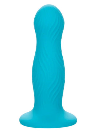 Teal-farbener ergonomisch geformter silikon-analer plug mit strukturierter oberfläche und abgerundetem boden von calexotics