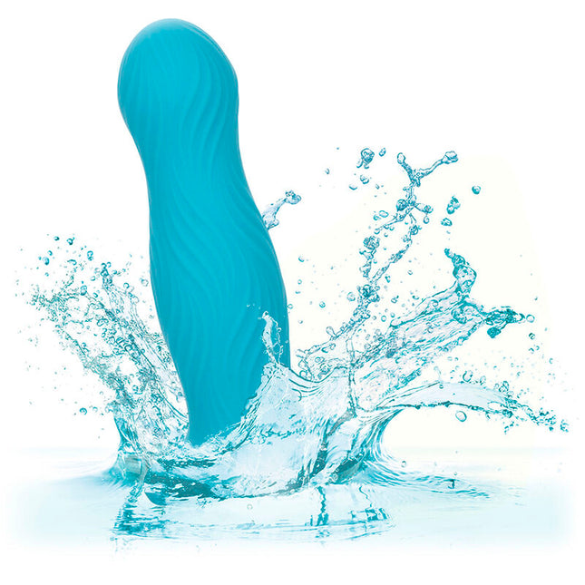 Teal silikon analplug mit glatter wellenstruktur von calexotics wave rider swell blau