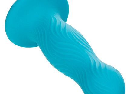 Turquoise silikon analplug mit welliger struktur und abgerundeten enden von calexotics wave rider swell blau