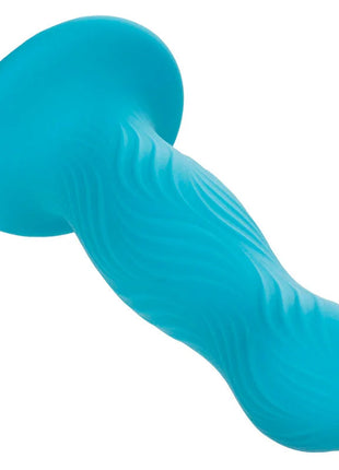 Turquoise silikon analplug mit welliger struktur und abgerundeten enden von calexotics wave rider swell blau