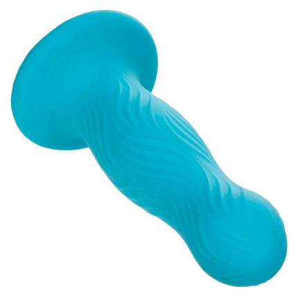 Turquoise silikon analplug mit welliger struktur und abgerundeten enden von calexotics wave rider swell blau