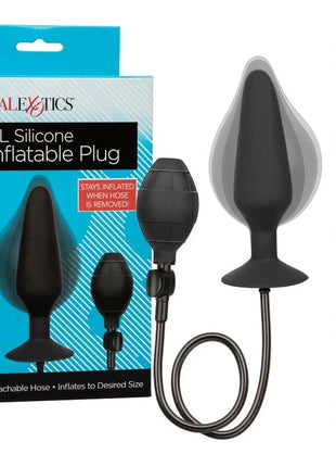 Calexotics xl silikon-aufblasbarer stecker schwarz mit abnehmbarem schlauch und pumpe für langzeitgetragen