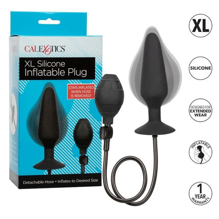 Calexotics xl silikon-aufblasbarer stecker schwarz mit abnehmbarem schlauch und pumpe für langzeitgetragen