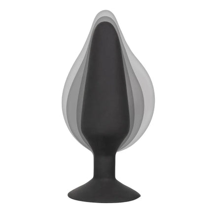 Calexotics xl silikon-aufblasbarer stecker in schwarz mit konischem tropfenförmigem kopf und breiter basis für stabilität