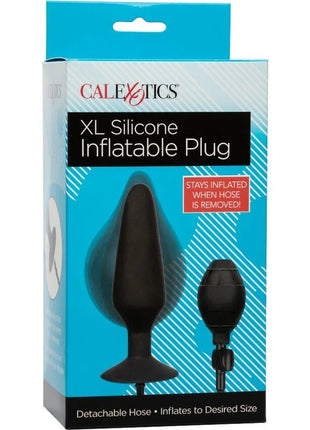 Schwarzer silikon-aufblasbarer plug von calexotics mit abnehmbarem schlauch für variable größenanpassung