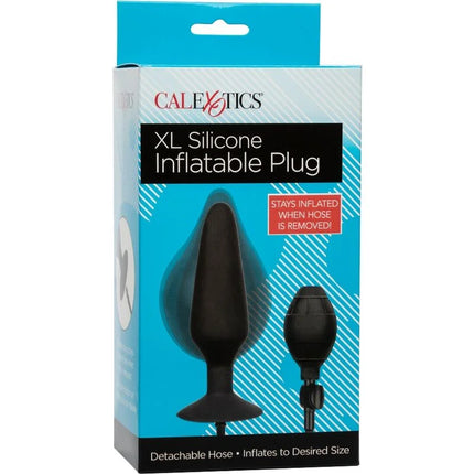 Schwarzer silikon-aufblasbarer plug von calexotics mit abnehmbarem schlauch für variable größenanpassung