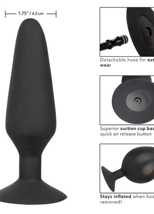 Calexotics xl silikon-aufsblasbarer stecker schwarz mit abnehmbarem schlauch und saugnapfbasis aus silikon