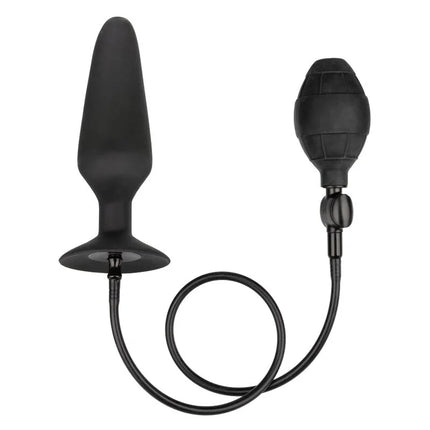 Schwarzer silikon-auflblasbarer analplug xl mit pumpe und flexiblem schlauch von calexotics