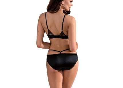 Schwarzes casmir lara zweiteiliges bikini-set mit spitzen bh in dreieckform und satin short mit rückendetail