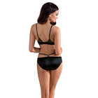 Schwarzes casmir lara zweiteiliges bikini-set mit spitzentriangle-bh und satinshorts mit rückseitiger schnürung s m