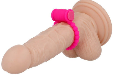 Rosa silikon vibratorring casual love 25 mit strukturierten perlen und geknöpftem verschluss für erwachsene