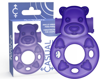 Lila bear-förmiger vibrator-ring von casual love mit glatter silikonoberfläche und geformten pfotenabdrücken
