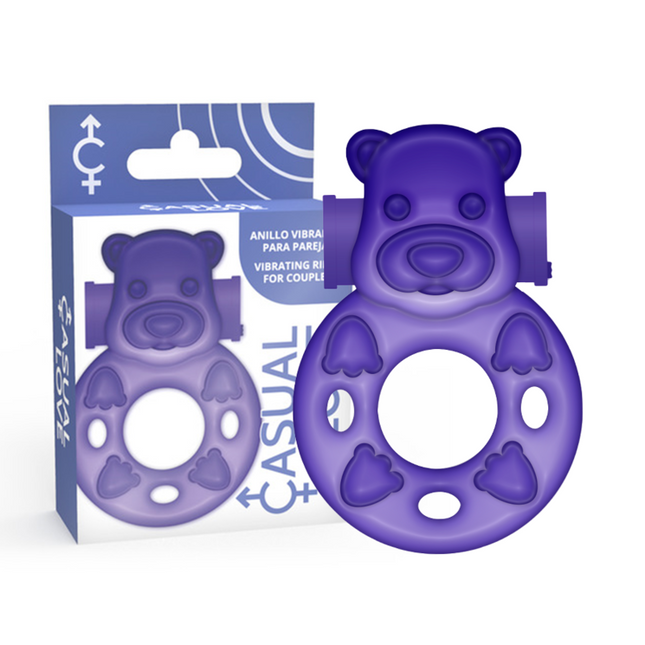 Lila bear-förmiger vibrator-ring von casual love mit glatter silikonoberfläche und geformten pfotenabdrücken