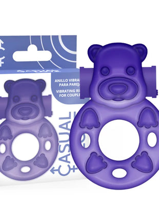 Lila bear-förmiger vibrator-ring von casual love mit glatter silikonoberfläche und geformten pfotenabdrücken