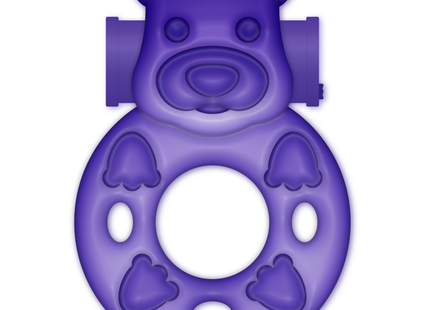 Lila bärenförmiger silikonring mit pfotenmotiven und mittlerem loch für casual love 26 lilac bunny vibrator ring