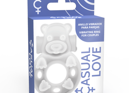 Ein transparenter weißer silikon vibrierender ring in bärchenform für paare von casual love