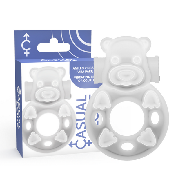 Weißes silikon bärförmiger vibrierender ring casual love 26 transparenter hschen-vibratorring
