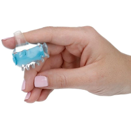 Transluzenter blauer silikon fingergriff mit klarem kunststoffband casual love blue finger stimulator