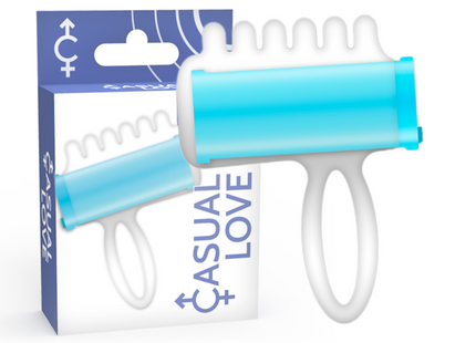 Casual love blaue silikon finger stimulator mit griff strukturierter oberfläche und gebogenem design
