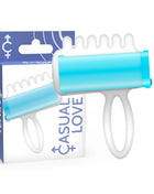 Casual love blaue silikon finger stimulator mit griff strukturierter oberfläche und gebogenem design