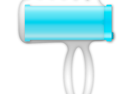 Ein eleganter halbtransparenter blauer fingerstimulator casual love mit weißem griff und wellenförmiger oberfläche