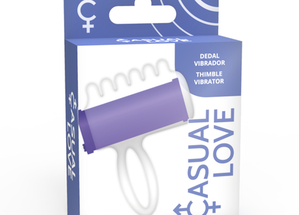Lilac finger stimulator mit weißem griff aus silikon in blauer und weißer casual love verpackung