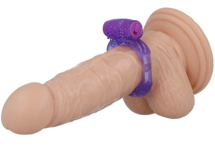 Beige silikon phallusförmiges spielzeug mit lila durchsichtigem ring und strukturierter griff für casual love ring 32 lilac