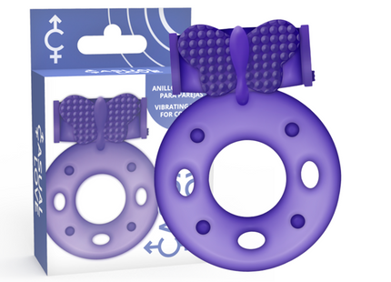 Violettes silikon-vibrationsring mit strukturiertem schleifenförmigem aufsatz casual love ring 32 lilac