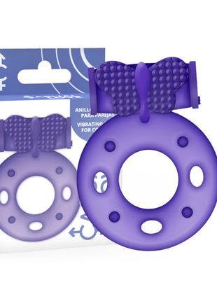 Violettes silikon-vibrationsring mit strukturiertem schleifenförmigem aufsatz casual love ring 32 lilac