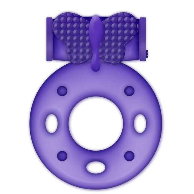 Lila silikonring casual love ring 32 mit strukturierter schmetterlingsklammer aus lilafarbenem silikon