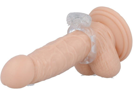 Beiger silikon dildo mit transparentem plastikringset von casual love ring 34 transparent