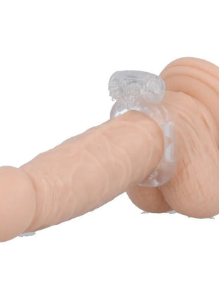 Beiger silikon dildo mit transparentem plastikringset von casual love ring 34 transparent