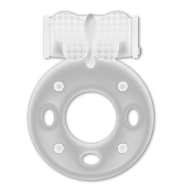 Weißer silikonring casual love ring 34 transparent mit strukturierter griffoberfläche und mehreren löchern zur größenanpassung