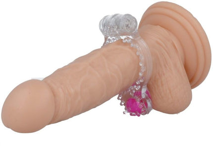 Beiges silikon doppelter genuss spielzeug mit transparentem ring und pinkem edelstein von casual love