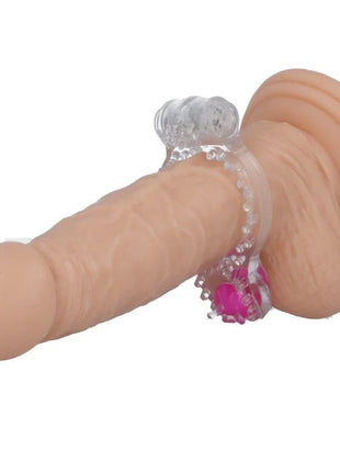 Beiges silikon doppelter genuss spielzeug mit transparentem ring und pinkem edelstein von casual love