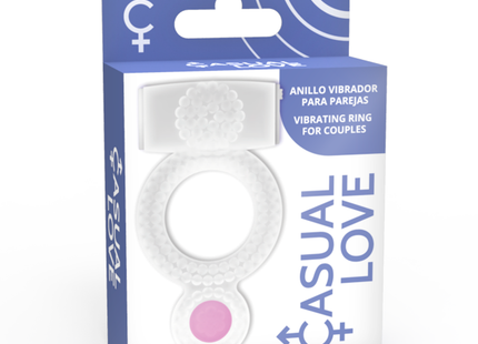 Weißer silikon vibrierender ring für paare mit rosa knopf und floralem design von casual love