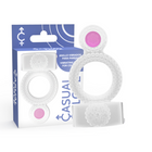 Weißer silikon vibratorring mit rosa taste und strukturierte oberfläche von casual love für doppelten genuss